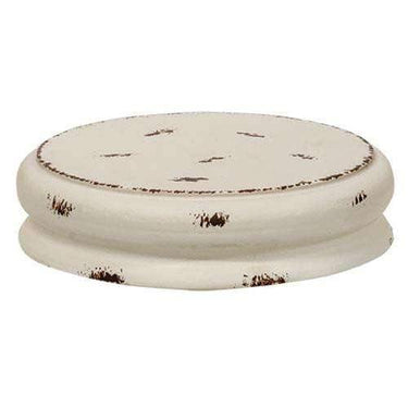 White Distressed Double Candle Plate, 7